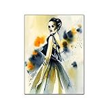  QITEX Tableau Decoration Murale Salon 40x60cm Affiches Mode Poster Aquarelle Mode Personnage Portrait Murale Art Esthétique Poster toile peinture Impressions Décor