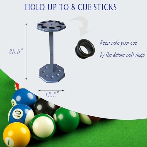 Support de queue de billard autoportant gris, râtelier de sol en bois pour 8 queues