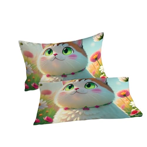 Housse de couette double chat 200x200cm en microfibre et ses taies