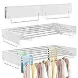 FREEANG Waischestander fur die Wand, mit 6 Stangen, Zusammenklappbarer Waschestander fur Drinnen und DrauBen, 6M Lange, Platzsparend,Weiß（100CM）