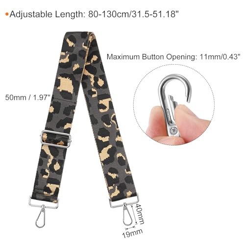 Image of uxcell Purse Strap Replacement, 31-51inch Adjustable Polyester Leopard 2inch Wide Crossbody Shoulder Strap for Handbag Guitar(Grey, Silver Buckle)