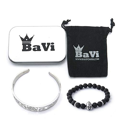 Bavipower Viking Odin Valknut Celtic Knot Wave Bangle Cuff Stainless Steel Accessory Pagan Occult Accessory #TOP4