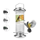 🥜 WETTERFEST & LANGLEBIG: Die Futtersäule für Erdnüsse ist aus wertigem, rostfreiem Edelstahl gefertigt – somit absolut wetterfest und langlebig. Die Sitzstangen verleihen genügend Stabilität. Speziell für die Vogelfütterung mit Erdnussbruch, getrockneten Mehlwürmern & Co.