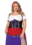 Leg Avenue womens 2pc.traveling Gypsy,peasant Dress W/High Slit Skirt,headscarf adult sized costumes, Purple/Black, 3X 4X US