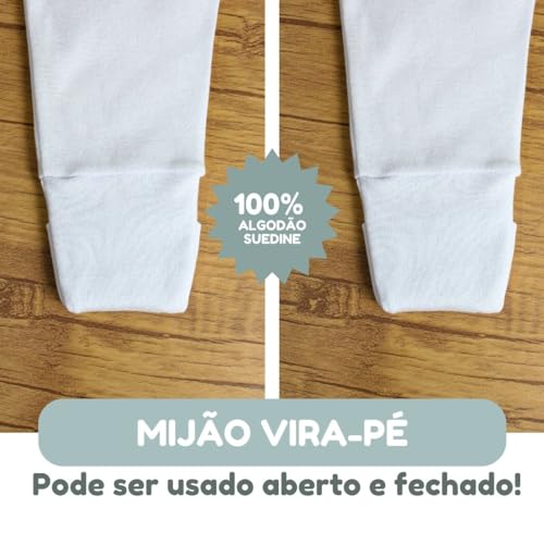 Conjunto de Body Mijão Touca Luva Sapatinho Bebê Menino (Branco, RN)