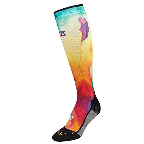 Zensah Limited Edition Running Compression Socks - Anti-Blister, Comfortable, Moisture Wicking, Knee High Sport Socks (Watercolors-Yellow/Red, Small (Men's 4-6.5, Women's 5-8)) #TOP27