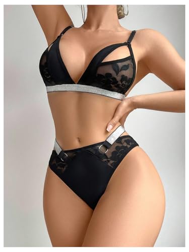 Ensemble de lingerie sans fil en dentelle douce et string taille basse pour un confort invisible