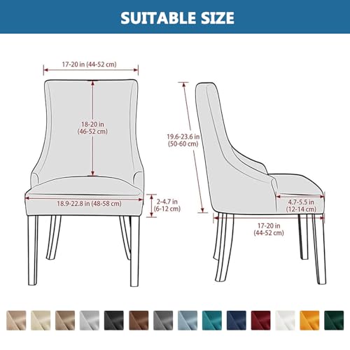 Housse fauteuil à oreilles velours extensible beige et antidérapante - 7