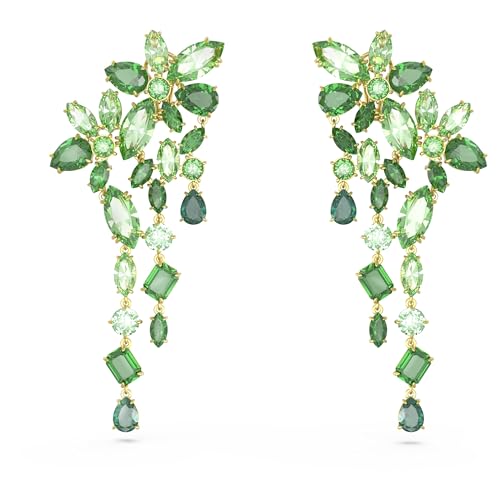 Boucles d'oreilles Gema vertes en coupe mixte et plaqué or pour femme