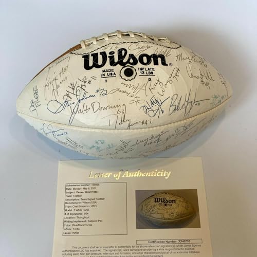 1985 USFL Denver Team Signed Official USFL Football 50+ Sigs JSA COA - Autographed College Footballs