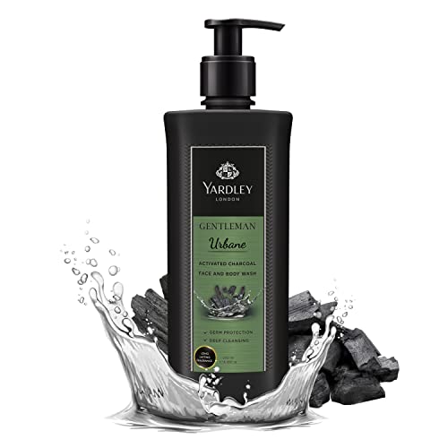 Yardley London Gentleman Urbane, Face and Body wash for Men, With Activated Charcoal, Germ Protection & Deep Cleansing, 250ml Shower Gel, White