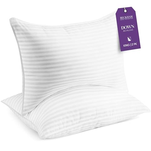Beckham Hotel Collection King Size Bed Pillows Set of 2 - Down Pillow for Sleeping - Back, Stomach or Side Sleepers