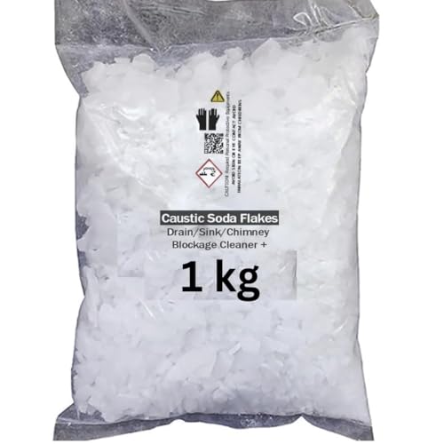 Image of Caustic Soda Flakes for Effective Drain & chimney Cleaner | Clear Powder Drain Clogged Sinks and Pipes | 1 K.G. Multipurpose Cleaning - 1000 G