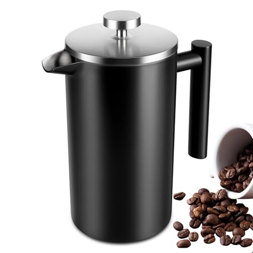 Comparison: Best French Coffee Press Ikea 8 SZHETEFU 34 OZ Large French Press, Premium Stainless Steel Sturdy Insulated French Press Coffee Maker, 4-8 Cups French Coffee Press, Tea Presses for Home Kitchen Caming Loose Tea, Elegant Black