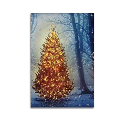 LUFPOTH Nshdahns Weihnachtsbaum, Weihnachtstag, Weihnachtsmann, Natur, Winterposter, Wandkunst, Vintage-Kunst, Raumdekoration, ästhetische Schlafzimmer-Poster für Schlafzimmer, 20 x 30 cm, ungerahmt