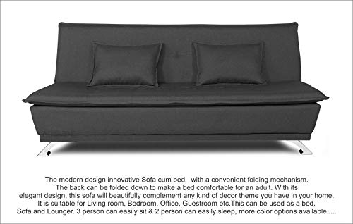 Image of Adorn India Arden 4 Seater Sofa Cum Bed 4 x 6 (Dark Grey) (3 Year Warranty)