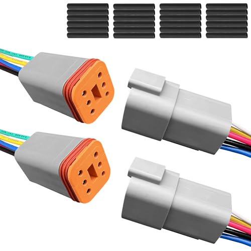 Conector DT impermeable de 6 pines con cable 16 AWG contra humedad en autos