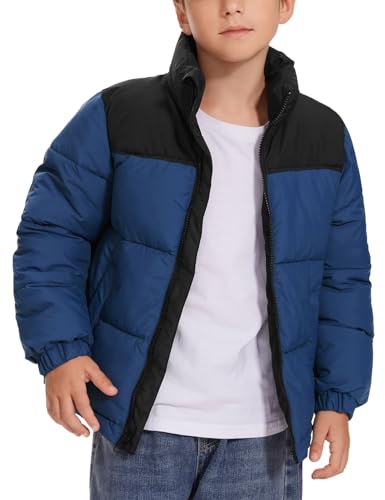 Flygo Boys Girls Puffer Jacket Kids Winter Coat Water-Resistant Warm Colorblock Quilted Bubble Puffy Jackets Coats