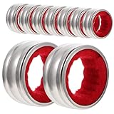MUCKLILY 9 Stück Teiliges Edelstahl Wein Tropfring Auslaufsicherer Flaschenschutz mit Rotem Samtüberzug Tropfstopp Weinflaschen Halsmanschetten für Weinliebhaber für Familie Bar Hotel
