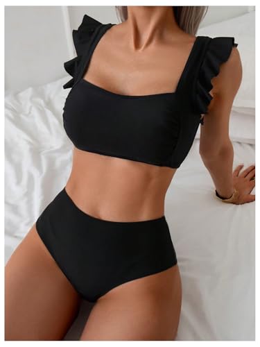 SOLY HUX Bikini Sets for Women Ruffle High Waisted Bathing Suit Summer Two Piece Swimsuit4