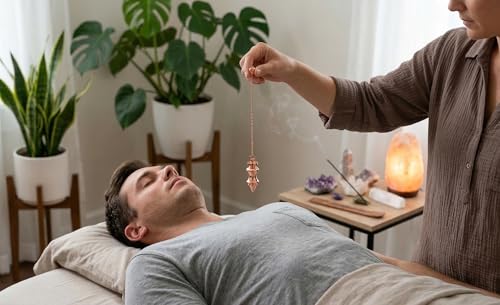 Image of Copper Cone Pendulum for Reiki Healing, Dowsing & Chakra Balancing - Divination, Meditation & Fortune Energy Cleansing Tool