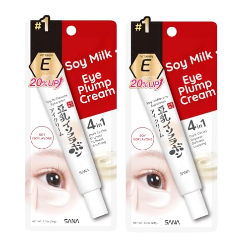 TokyoSuperSale Sana Nameraka Honpo Soy Milk Isoflavone Eye Plump Cream, 0.7oz (20g), Set of 2 Value Pack, Hydrating Eye Moisturizer, Made in Japan