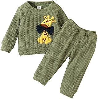 Boys Kids Tracksuits Tracksuit Set Hoodies Baby Rose Outfit Infant Babys Boys Girls Autumn Winter Long Sleeve Tops Solid Color Trousers Pants Giraffe Embroidered Leisure Suit 2PC Sets Outfits Sleeper
