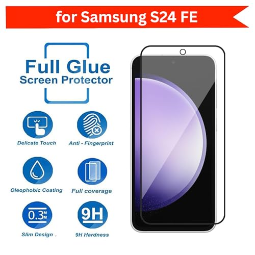 Image of DARKFIT Tempered Glass Premium Screen Protector Compatible for Samsung S24 FE | Edge to Edge Coverage with Easy Installation Kit | Scratch Resistance | HD Clear Glass (Black Border) | Pack of 1