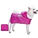 Blueberry Pet 2019 New 4 Colors 12" Lightweight Packable Hooded Dog Rain Poncho with 3M Reflective Safety Tapes in Cerise Pink, Pack of 1 Outdoor Rain Jacket for Dogs