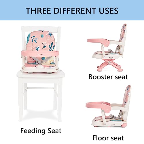 Dream On Me Munch N Go Booster Seat for Babies 6–36 Months, 3-in-1 Feeding, Floor & Table Seat, Adjustable 4 Heights, Lightweight Portable Design, 3-Point Safety Harness, Easy to Fold & Carry- Pink - image 7