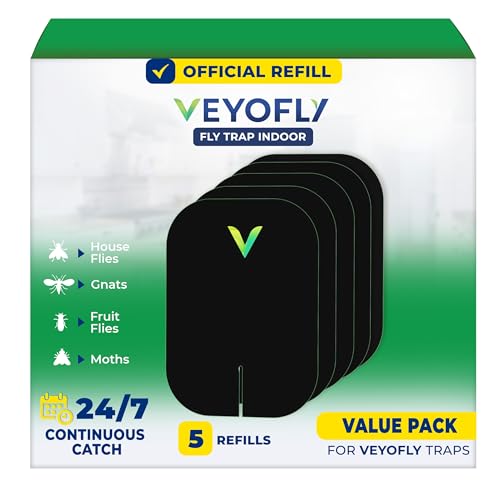 Image of VEYOFLY Official Refill Fruit Fly Traps Indoor, Gnat Trap | 5-Pack | Slide-in refills, fits your trap, strong adhesive traps fruit flies & gnats, no mess, easy to replace, insects hidden