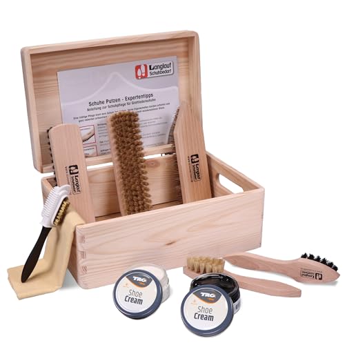 Boîte en bois avec assortiment Verona pour le nettoyage des chaussures, un cadeau idéal
