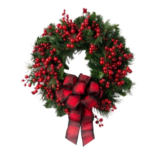 Couronne de Noël pour porte extérieure de 45 cm qui résiste tout l'hiver avec ses ornements