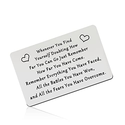 Inspirational Wallet Insert Card Gifts Encourage Gift for Cancer Survivor Sobriety Metal Wallet Card Gifts for Men Surgery Recovery Gifts for Friends Mothers Day Fathers Day Recovery Gift for Women