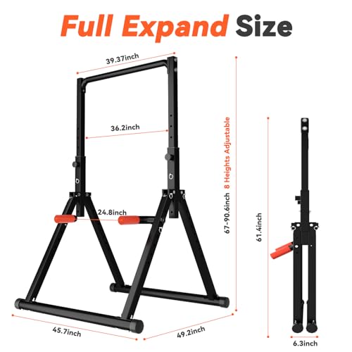 WATBKHE Power Tower Pull Up Dip Station Foldable, Pull Up Bar Station Adjustable, Multi-Function Home Gym, Strength Training Fitness Equipment (Black) - Image 8