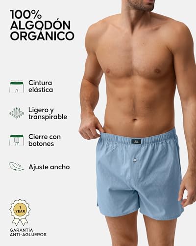 Boxer de Tela para Hombre DANISH ENDURANCE Algodón Orgánico Pack M 2
