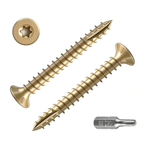 Image of Wensilon #6 * 1-1 /2 inch Yellow Deck Screws, (pcs) 5 lbs Exterior Wood Screws, Rust Resistant Epoxy Coated,Star Bit.