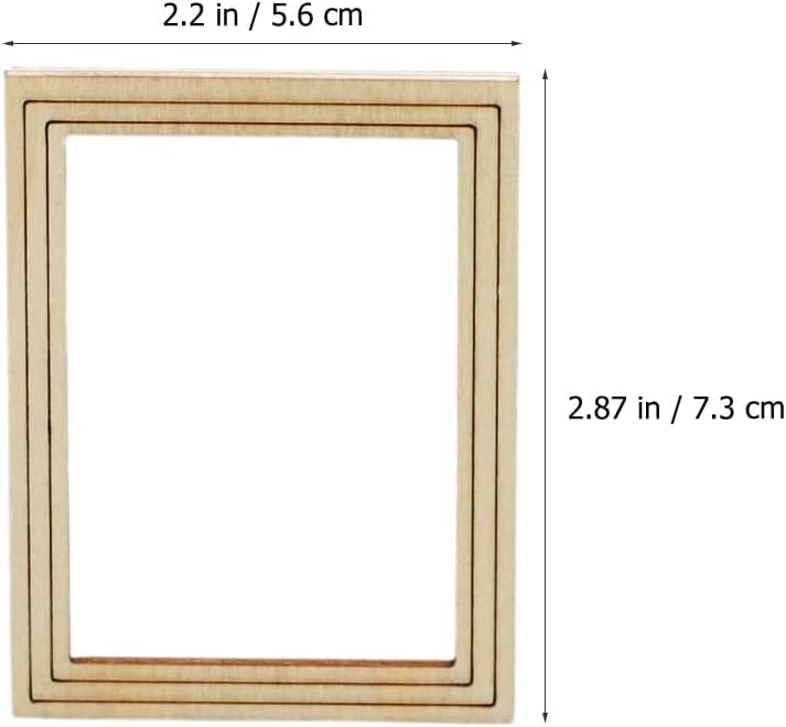 LOGOFUN 8 Pcs Dollhouse Wooden Photo Frame 1:12 Scale Miniature Picture Frame Model DIY Furniture Accessories Decorations