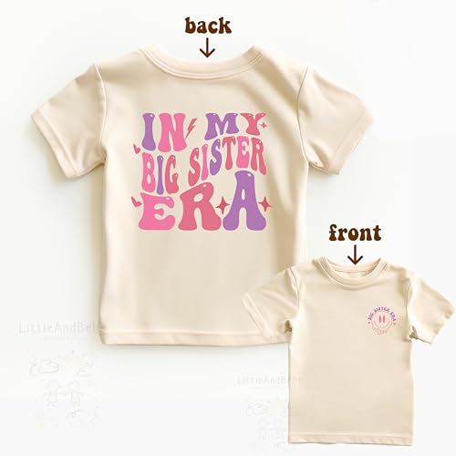In My Big Sister Era Shirt, Sibling Reveal, Pregnancy Announcement Shirt, Baby Shower Gift, Toddler Girl Outfit, Trendy Retro Toddler Outfit,2