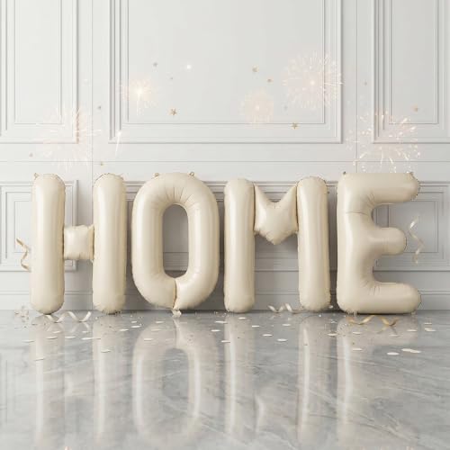 40 Inch Beige HOME Balloons Large Cream Letter Balloon for Housewarming Party Decor Ivory White New Home Welcome Balloon Banner Balloons Sign for Sweet House Warming Homecoming Party Decorations