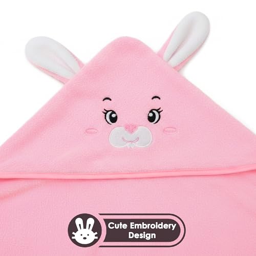 Image of Story@Home Towel for Kids with Hood | 300 GSM (80 X 80CM) Quick Dry Kids Towel | Soft Lightweight Baby Wrap for Beach |Pool Towel for Boys & Girls |Kids Microfiber Towels for Bath - Pink - Bunny