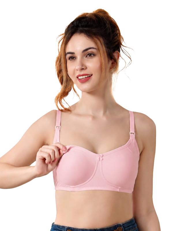 Image of CLOUD SOFT Maternity Nursing Bra for Women | Non-Padded Breastfeeding Bra with Feeding Pads | Comfortable Lift & Support | Soft Cotton Pregnancy & Feeding Bra - (CS08)