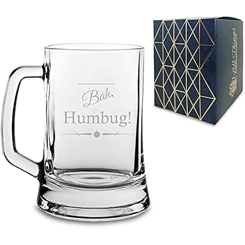 Engraved "Bah, Humbug!" Christmas Beer Mug Cover