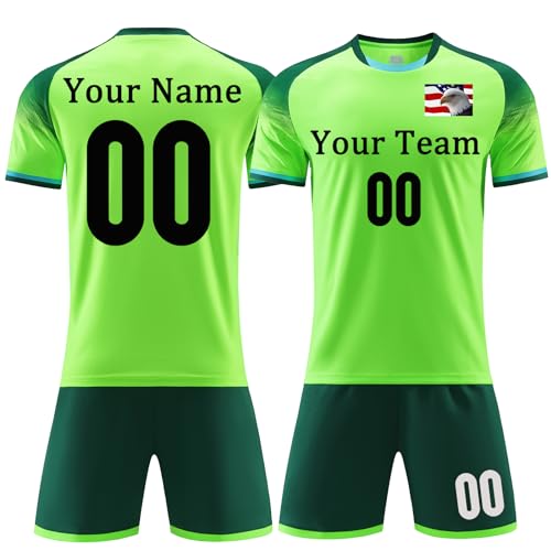 Soccer Jersey Personalized Soccer Shirt and Shorts Set with Name Number Team/Sponsor Custom Jersey Soccer for Men Women