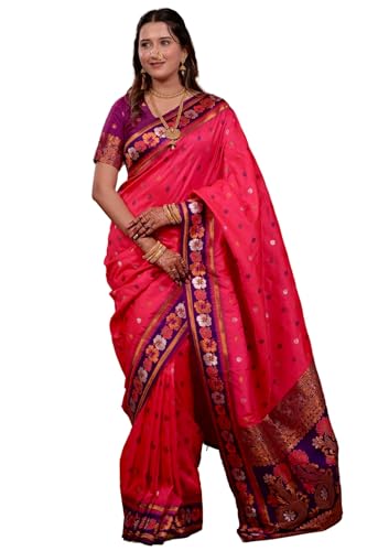 Image of SGF11 Women's Kanjivaram Pure Soft Silk Saree With Unstitched Blouse Piece