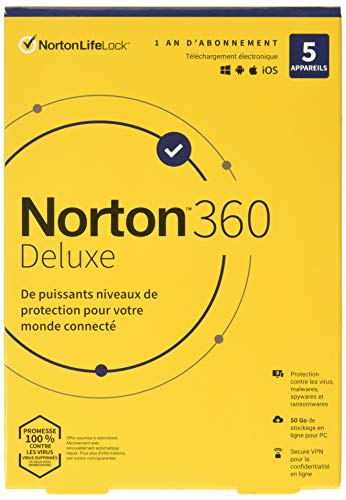 Symantec Norton 360 Deluxe   Versión en Caja (1 año)   5 Dispositivos, Almacenamiento en la Nube 50 GB   Mass Market   Win, Mac, Android, iOS   Español