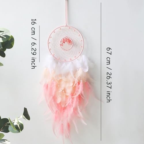 Energather Dream Catchers, Handmade Dreamcatcher Aesthetic Room Decor, Sweet Dream Catcher Wall Decor for Bedroom, Living Room, Office (Pink)