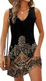 Vestido Efecto Adelgazante - El corte de cintura alta del vestido fresco mujer verano vestido verano mujer casual puede modificar la relación cintura-cadera, y el diseño en línea A también puede embellecer bien las líneas de su abdomen, adecuado para todo tipo de cuerpo y hacer que su figura se vea más perfecta.