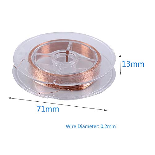 Kupferlackdraht, 0,2 mm x 50 m isolierter Kupferdraht, Emaillierter Kupfer Magnet Draht für elektromagnetische Motortransformatoren Induktivitäten