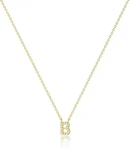 Initial Heart Necklaces for Women - Dainty Cute Necklace Small Layered 14K Gold Plated A-Z Letter CZ Pendant Trendy Satellite Chain Necklaces for Women Non Tarnish Gold Jewelry Set Gift